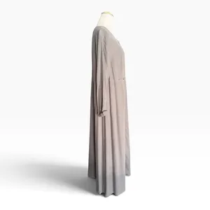 Vintage 90s Nordstrom Tencel Maxi Dress XL Button Front Pockets Taupe thumbnail 6