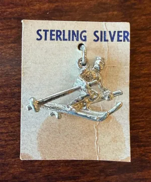 Vintage Sterling Silver Skier Charm 3D Downhill Snow Ski Winter Pendant 925 thumbnail 1