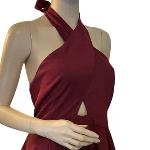 Kayla I Hillier For ALYCE Burgundy Halter Flare‎ Dress SZ L thumbnail 7