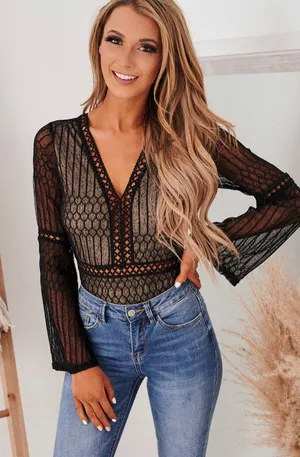 Lace Bodysuit Black thumbnail 1