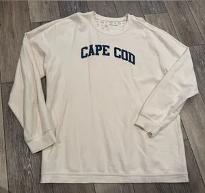 Cape Cod Cream Navy Ribbed Oversized Crewneck Sweatshirt Size XL thumbnail 1