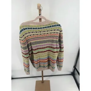 Zara Geometric Pattern Knit Sweater Multicolor Crewneck Women XL Nordic Style thumbnail 3