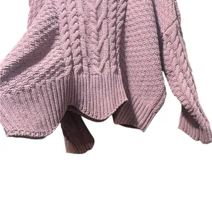 POL Rose Cable Knit‎ Chunky Shark Bite Hem Boxy Sweater Size Medium thumbnail 10