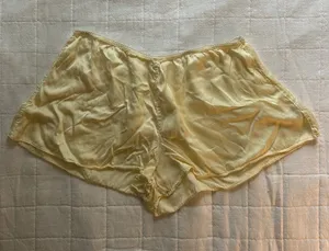 aerie Pale Yellow Satin Sleep Shorts thumbnail 1