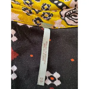 Free‎ People Mixed Print Babydoll Tunic Top Black Yellow Boho OB938693 Womens XS thumbnail 5