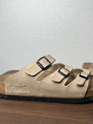 Birkenstock Birkis Tan Three Strap Slip On Florida Sandals Women’s 8 Men’s 6 thumbnail 9