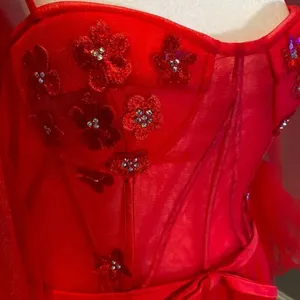 Women’s Red Prom Party Formal Dress With Corset Back and Leg Slit Size 10 NWOT thumbnail 3
