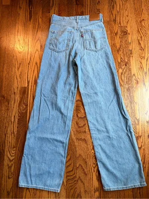 Levi’s Premium BIG E High Loose Wide Leg Jeans Light Wash Hemp Blend 25x31 thumbnail 2