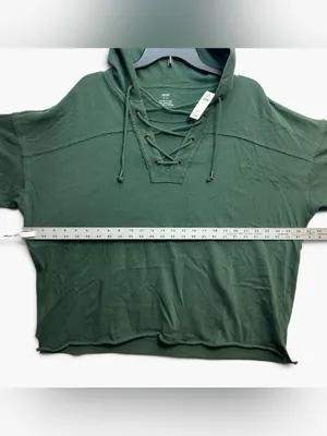 Aerie Green Lace-Up Oversized Hoodie Sweatshirt Size Small NWT thumbnail 5