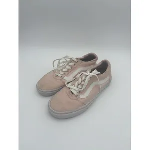Vans Old Skool Pink and White Womans 7.5 Sneakers Low Top Side Striped Signature thumbnail 2