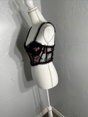 For Love And Lemons Black Floral Embroidered Lace Bustier thumbnail 5