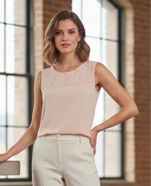LOFT Pale Pink Sleeveless Chiffon Top Size M thumbnail 1