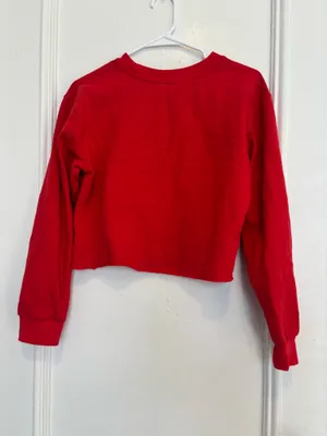 Disney Mickey and Friends Red Cropped Sweatshirt Women's Large Cotton Blend thumbnail 2