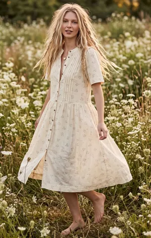 Free People Dainty Ethereal Cottage Bella Mae Midi Dress Vanilla Floral Small thumbnail 1
