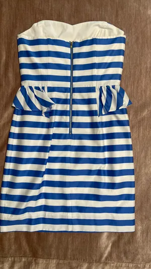 Lilly Pulitzer Strapless Mini Dress White and Blue thumbnail 6