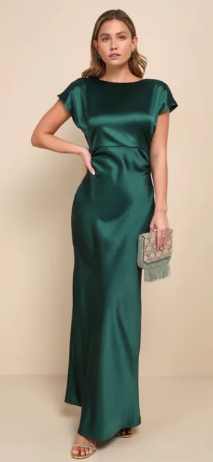 Forest Green Lulus Maxi Dress Backless thumbnail 1