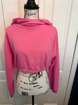 naked wardrobe Pink Cropped Hoodie Sweatshirt thumbnail 2