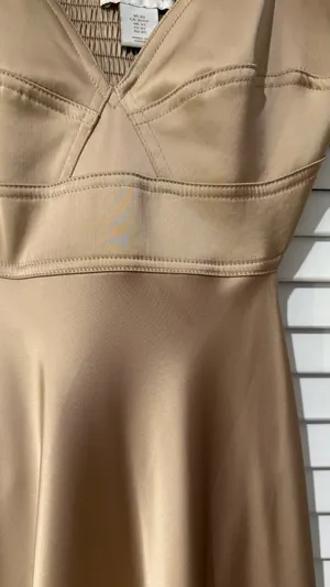 Gold Satin Formal Maxi Dress Open Back thumbnail 4