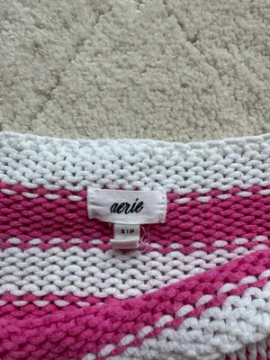 aerie pink striped boatneck sweater thumbnail 2