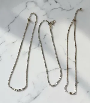 Rhinestone Layered Necklace Set Gold thumbnail 1