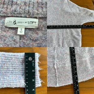 Lou & Gray Loft Pink Marble Heathered Knit Sweater Quarter Sleeve Poncho Style S thumbnail 6