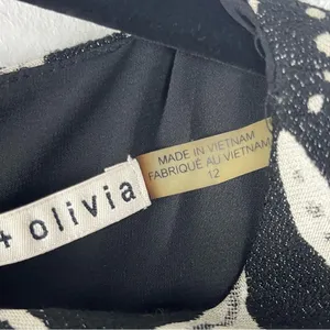 ALICE + OLIVIA Clyde Black White Exposed Back Zip A-Line Dress Size 12 Boho Chic thumbnail 4