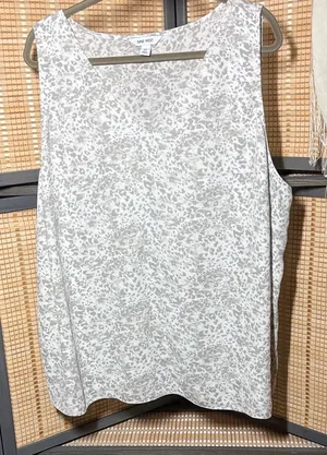 Nine West Gray Floral Tank Top thumbnail 1