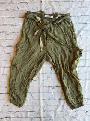 Vintage Y2K Abercrombie & Fitch Women’s Cargo Capri Pants Size 6 Belted Green thumbnail 1