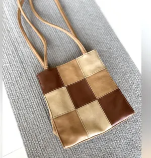 Vintage 90’s Y2K Tan Brown Patchwork Rectangular Shoulder Bag thumbnail 1