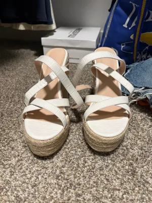 Princess Polly White Wedge Heels thumbnail 2