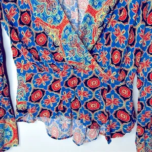 Free People Falling for You Blue‎ Boho Top Size M thumbnail 8