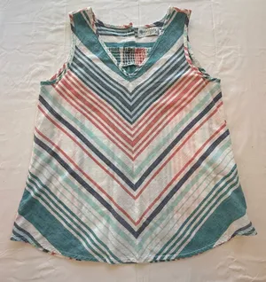 Aventura Organic Cotton Striped Tank Top Medium Sleeveless Boho Coastal thumbnail 1