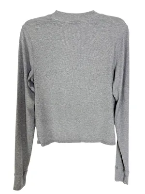 NEW Vuori Women’s Long Sleeve Ribbed Mudra Fitted Tee Top Gray Size XL thumbnail 5