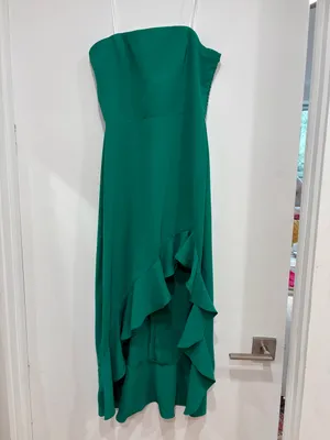 Amanda Uprichard Green Mally Midi Dress with Ruffle thumbnail 3