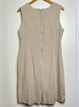 Bice by Sag Harbor Beige Linen Blend Dress Woman’s Size Large Sleeveless Neutral thumbnail 3