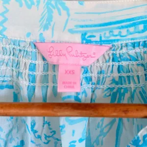 Lilly Pulitzer Top Blouse Blue White Print Sleeve Gold Button Detail Size XXS thumbnail 5