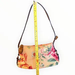 Fossil Floral‎ Canvas Baguette Shoulder Bag Leather Trim Y2K VTG Boho Feminine thumbnail 4