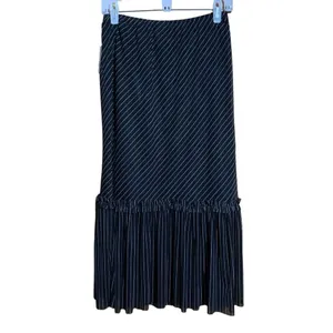 Ivy Jane Womens Size Small Black White Stripe Mesh Overlay Lined Whimsical Skirt thumbnail 3