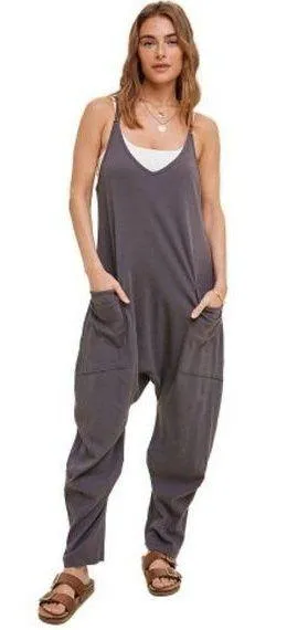 Harem Jumpsuit Charcoal Gray Size Large thumbnail 1