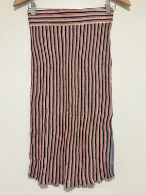 One Grey Day Retro Striped Ribbed Midi Skirt Multi-Color Size Small thumbnail 2