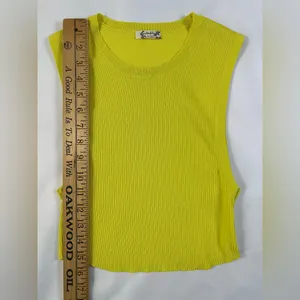 Free People Muscle Up Crop Tank Top In Lime Soda Yellow Size Small thumbnail 3