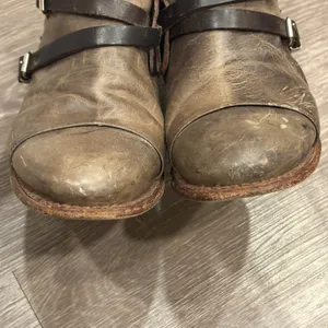 Freebird by Steven Crue Gray Multi Leather Distressed Buckle Ankle Boots Size 8 thumbnail 3