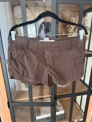 Vintage y2k Old Navy mid rise shorts micro mini chocolate brown cotton 2008 thumbnail 5