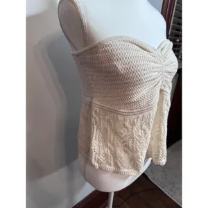 American Eagle Women XL Cream Crochet Strapless Tube Top Pointelle Cutout NEW thumbnail 2