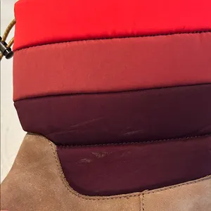 Toms Women's Suede and Quilted Colorblock Winter Boot - Tan & Red thumbnail 7