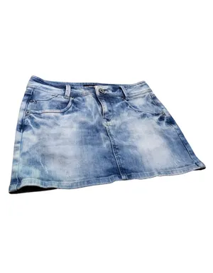 Pelham Jeans Distressed Denim Mini Skirt Women’s Size 28 Blue Stretch Y2K thumbnail 3