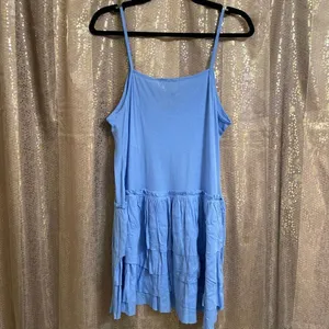 Free People Beach Noelle Light‎ Blue Tiered Mini Dress XS NWOT thumbnail 2