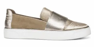 Stuart Weitzman Sz 9 The Boyband Gold Gilt Pane Velvet Slip Sneaker Shoe Women's thumbnail 1