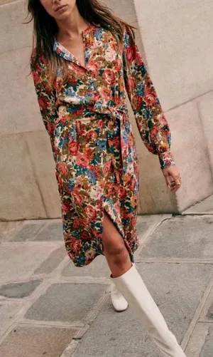 Sézane | Alix Floral Midi Dress October Flowers | Sz US 4 FR 36 thumbnail 1