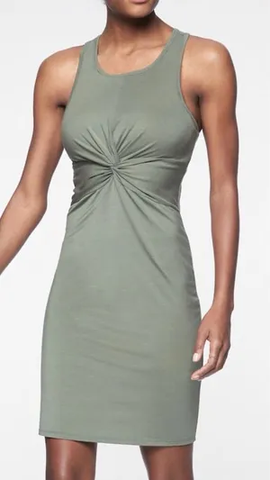 Athleta Vintage Flight Green Barre Bralette Racerback Mini Dress Large thumbnail 1